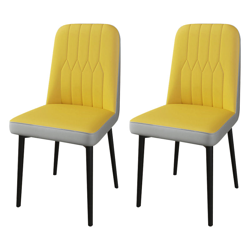 PU Leather Dining Chairs Parsons Armless Side Chair for Restaurant Yellow-Gray 2 Piece Set Black Clearhalo 'Dining Chairs' 'Dining Tables & Seating' 'dining_chair' 'furn' 'furn_dining_chair' 'Furniture' 'Kitchen & Dining Furniture' 6751379