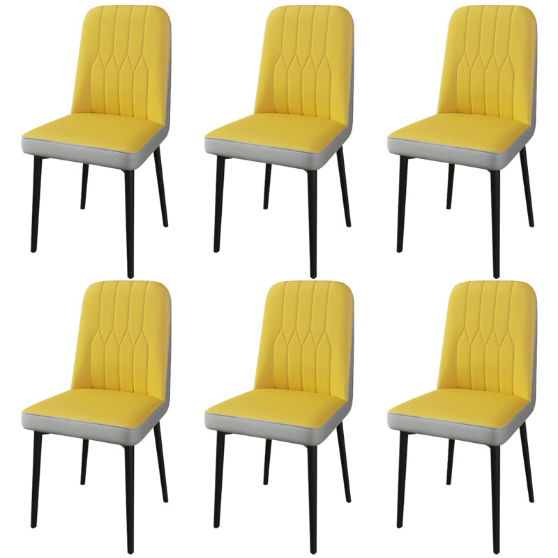 PU Leather Dining Chairs Parsons Armless Side Chair for Restaurant Yellow-Gray 6 Piece Set Black Clearhalo 'Dining Chairs' 'Dining Tables & Seating' 'dining_chair' 'furn' 'furn_dining_chair' 'Furniture' 'Kitchen & Dining Furniture' 6751381