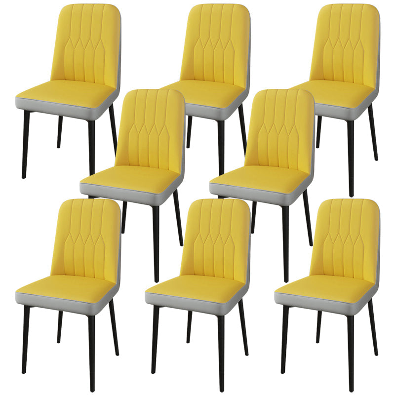 PU Leather Dining Chairs Parsons Armless Side Chair for Restaurant Yellow-Gray 8 Piece Set Black Clearhalo 'Dining Chairs' 'Dining Tables & Seating' 'dining_chair' 'furn' 'furn_dining_chair' 'Furniture' 'Kitchen & Dining Furniture' 6751382