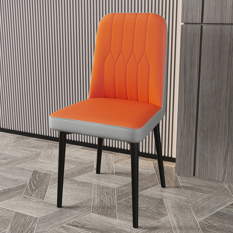 PU Leather Dining Chairs Parsons Armless Side Chair for Restaurant Orange-Gray 1 Piece Black Clearhalo 'Dining Chairs' 'Dining Tables & Seating' 'dining_chair' 'furn' 'furn_dining_chair' 'Furniture' 'Kitchen & Dining Furniture' 6751383