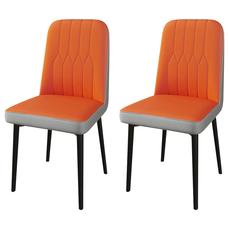 PU Leather Dining Chairs Parsons Armless Side Chair for Restaurant Orange-Gray 2 Piece Set Black Clearhalo 'Dining Chairs' 'Dining Tables & Seating' 'dining_chair' 'furn' 'furn_dining_chair' 'Furniture' 'Kitchen & Dining Furniture' 6751384