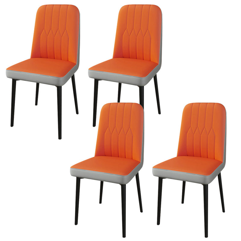 PU Leather Dining Chairs Parsons Armless Side Chair for Restaurant Orange-Gray 4 Piece Set Black Clearhalo 'Dining Chairs' 'Dining Tables & Seating' 'dining_chair' 'furn' 'furn_dining_chair' 'Furniture' 'Kitchen & Dining Furniture' 6751385
