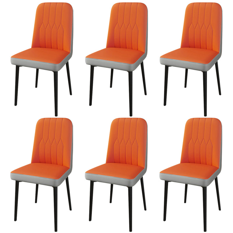 PU Leather Dining Chairs Parsons Armless Side Chair for Restaurant Orange-Gray 6 Piece Set Black Clearhalo 'Dining Chairs' 'Dining Tables & Seating' 'dining_chair' 'furn' 'furn_dining_chair' 'Furniture' 'Kitchen & Dining Furniture' 6751386