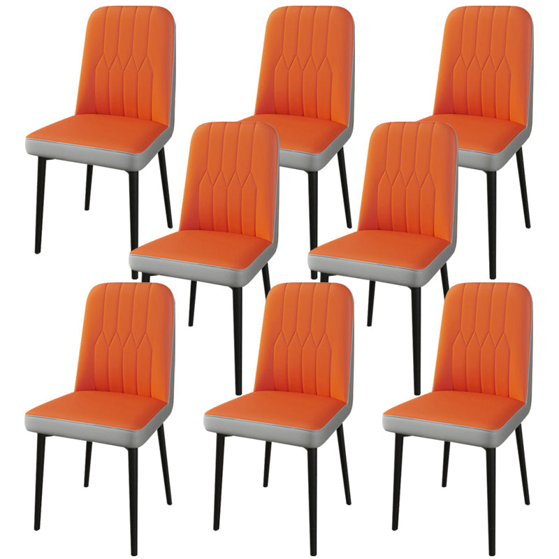 PU Leather Dining Chairs Parsons Armless Side Chair for Restaurant Orange-Gray 8 Piece Set Black Clearhalo 'Dining Chairs' 'Dining Tables & Seating' 'dining_chair' 'furn' 'furn_dining_chair' 'Furniture' 'Kitchen & Dining Furniture' 6751387