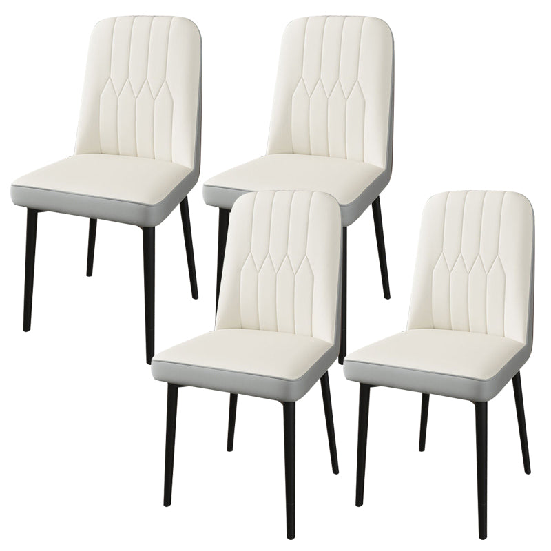 PU Leather Dining Chairs Parsons Armless Side Chair for Restaurant White-Gray 4 Piece Set Black Clearhalo 'Dining Chairs' 'Dining Tables & Seating' 'dining_chair' 'furn' 'furn_dining_chair' 'Furniture' 'Kitchen & Dining Furniture' 6751390