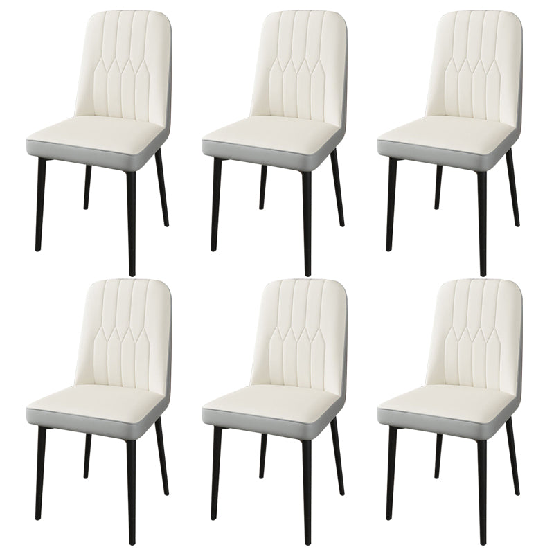 PU Leather Dining Chairs Parsons Armless Side Chair for Restaurant White-Gray 6 Piece Set Black Clearhalo 'Dining Chairs' 'Dining Tables & Seating' 'dining_chair' 'furn' 'furn_dining_chair' 'Furniture' 'Kitchen & Dining Furniture' 6751391