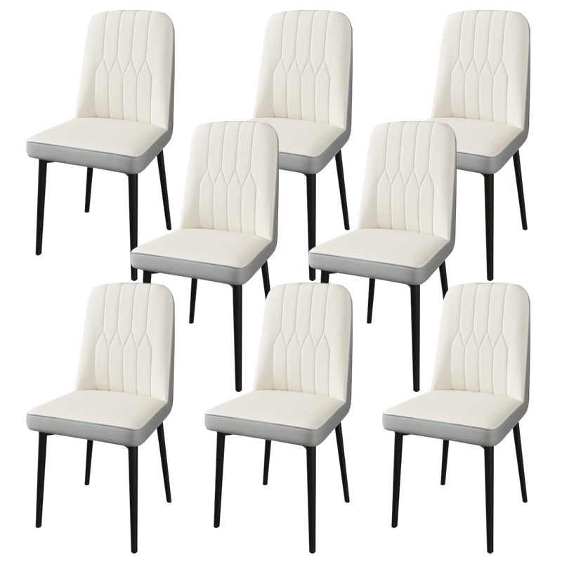 PU Leather Dining Chairs Parsons Armless Side Chair for Restaurant White-Gray 8 Piece Set Black Clearhalo 'Dining Chairs' 'Dining Tables & Seating' 'dining_chair' 'furn' 'furn_dining_chair' 'Furniture' 'Kitchen & Dining Furniture' 6751392