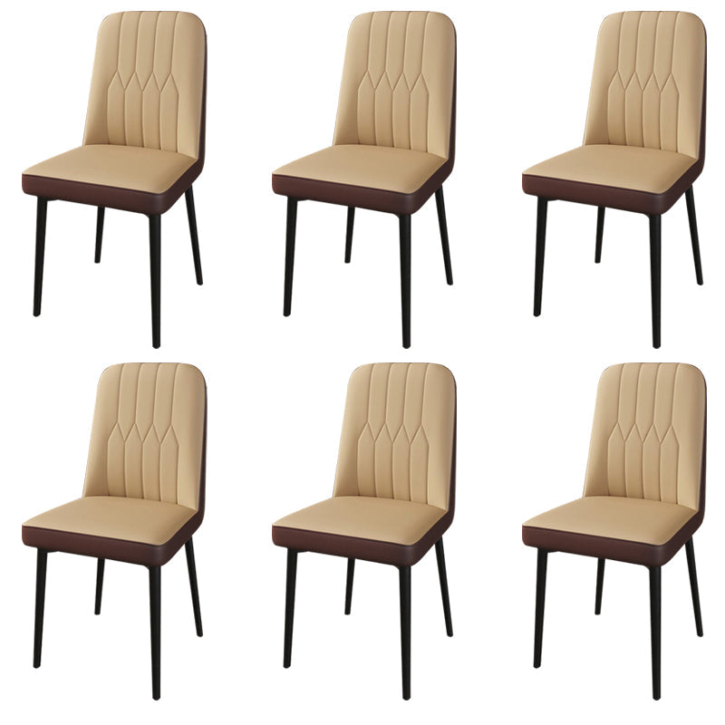 PU Leather Dining Chairs Parsons Armless Side Chair for Restaurant Beige Coffee 6 Piece Set Black Clearhalo 'Dining Chairs' 'Dining Tables & Seating' 'dining_chair' 'furn' 'furn_dining_chair' 'Furniture' 'Kitchen & Dining Furniture' 6751396