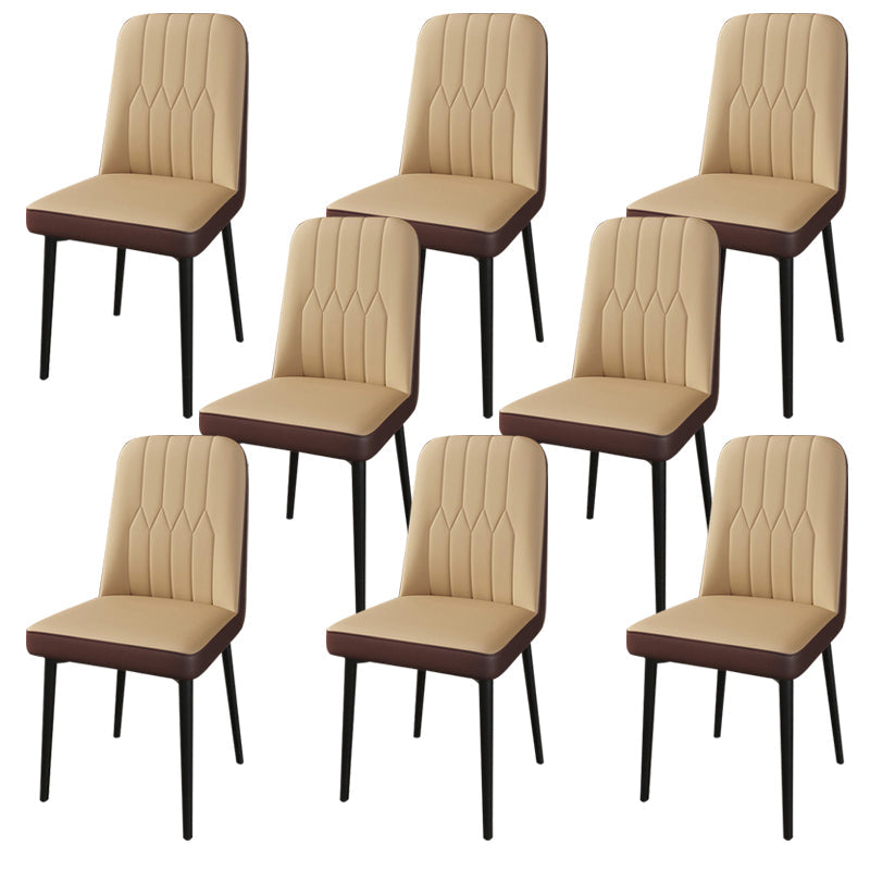 PU Leather Dining Chairs Parsons Armless Side Chair for Restaurant Beige Coffee 8 Piece Set Black Clearhalo 'Dining Chairs' 'Dining Tables & Seating' 'dining_chair' 'furn' 'furn_dining_chair' 'Furniture' 'Kitchen & Dining Furniture' 6751397