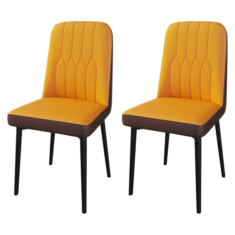 PU Leather Dining Chairs Parsons Armless Side Chair for Restaurant Coffee Orange 2 Piece Set Black Clearhalo 'Dining Chairs' 'Dining Tables & Seating' 'dining_chair' 'furn' 'furn_dining_chair' 'Furniture' 'Kitchen & Dining Furniture' 6751399