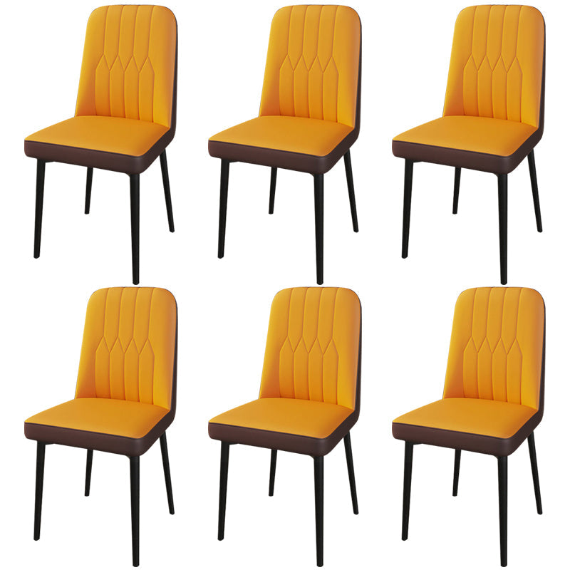 PU Leather Dining Chairs Parsons Armless Side Chair for Restaurant Coffee Orange 6 Piece Set Black Clearhalo 'Dining Chairs' 'Dining Tables & Seating' 'dining_chair' 'furn' 'furn_dining_chair' 'Furniture' 'Kitchen & Dining Furniture' 6751401