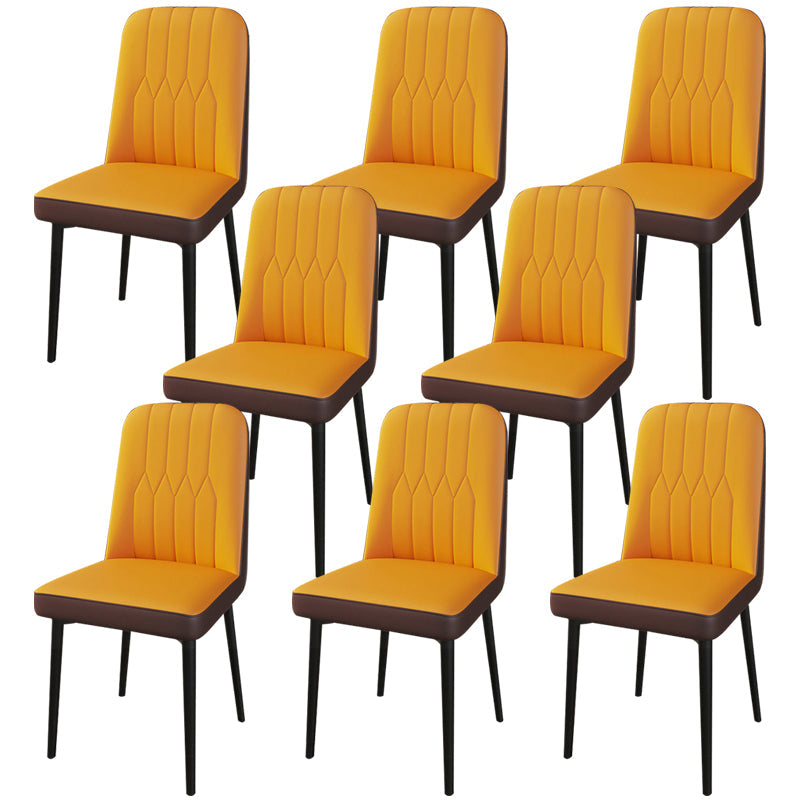 PU Leather Dining Chairs Parsons Armless Side Chair for Restaurant Coffee Orange 8 Piece Set Black Clearhalo 'Dining Chairs' 'Dining Tables & Seating' 'dining_chair' 'furn' 'furn_dining_chair' 'Furniture' 'Kitchen & Dining Furniture' 6751402