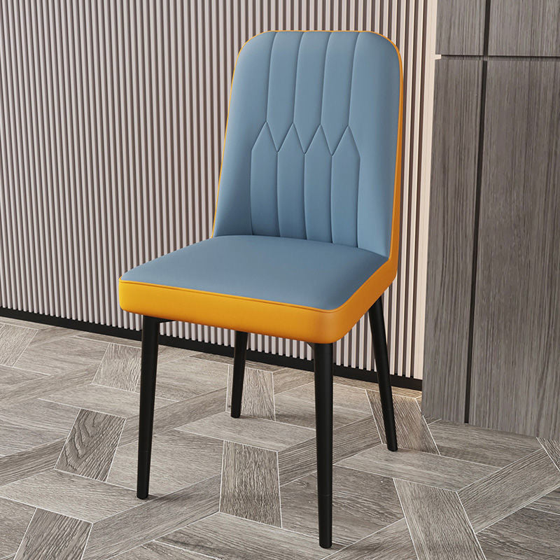 PU Leather Dining Chairs Parsons Armless Side Chair for Restaurant Light Blue Orange 1 Piece Black Clearhalo 'Dining Chairs' 'Dining Tables & Seating' 'dining_chair' 'furn' 'furn_dining_chair' 'Furniture' 'Kitchen & Dining Furniture' 6751403