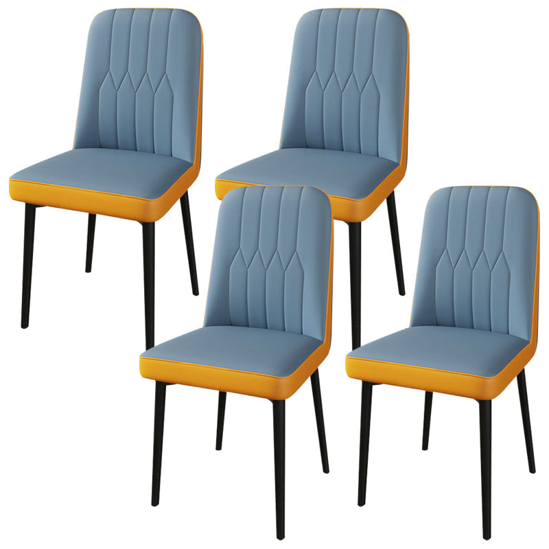 PU Leather Dining Chairs Parsons Armless Side Chair for Restaurant Light Blue Orange 4 Piece Set Black Clearhalo 'Dining Chairs' 'Dining Tables & Seating' 'dining_chair' 'furn' 'furn_dining_chair' 'Furniture' 'Kitchen & Dining Furniture' 6751405