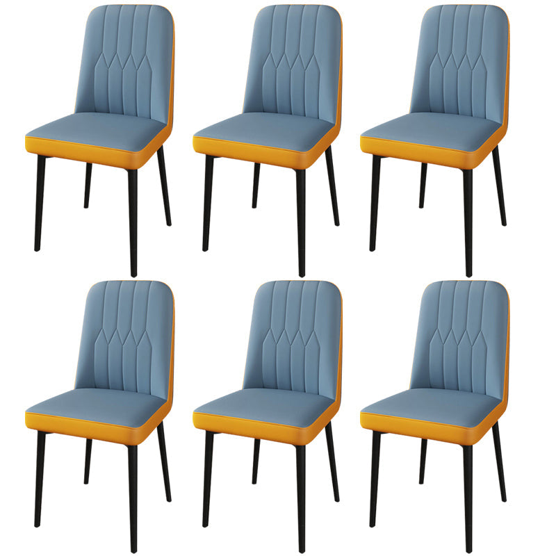 PU Leather Dining Chairs Parsons Armless Side Chair for Restaurant Light Blue Orange 6 Piece Set Black Clearhalo 'Dining Chairs' 'Dining Tables & Seating' 'dining_chair' 'furn' 'furn_dining_chair' 'Furniture' 'Kitchen & Dining Furniture' 6751406
