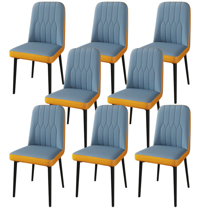 PU Leather Dining Chairs Parsons Armless Side Chair for Restaurant Light Blue Orange 8 Piece Set Black Clearhalo 'Dining Chairs' 'Dining Tables & Seating' 'dining_chair' 'furn' 'furn_dining_chair' 'Furniture' 'Kitchen & Dining Furniture' 6751407