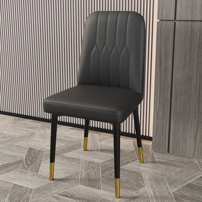 PU Leather Dining Chairs Parsons Armless Side Chair for Restaurant Black 1 Piece Brass Gold Clearhalo 'Dining Chairs' 'Dining Tables & Seating' 'dining_chair' 'furn' 'furn_dining_chair' 'Furniture' 'Kitchen & Dining Furniture' 6751408