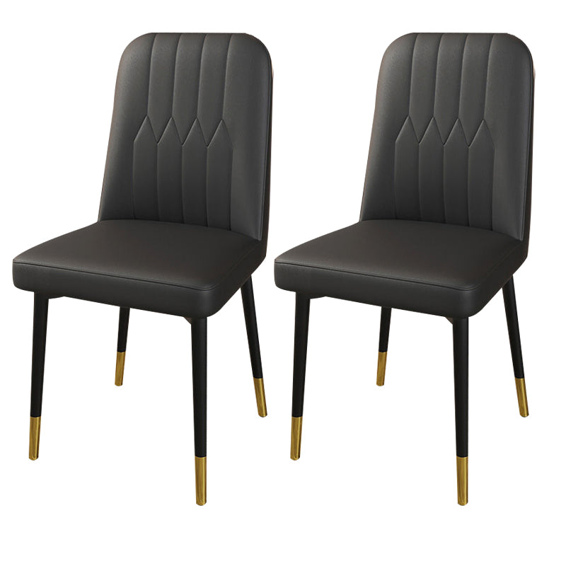 PU Leather Dining Chairs Parsons Armless Side Chair for Restaurant Black 2 Piece Set Brass Gold Clearhalo 'Dining Chairs' 'Dining Tables & Seating' 'dining_chair' 'furn' 'furn_dining_chair' 'Furniture' 'Kitchen & Dining Furniture' 6751409