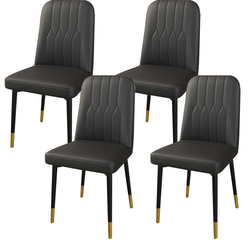 PU Leather Dining Chairs Parsons Armless Side Chair for Restaurant Black 4 Piece Set Brass Gold Clearhalo 'Dining Chairs' 'Dining Tables & Seating' 'dining_chair' 'furn' 'furn_dining_chair' 'Furniture' 'Kitchen & Dining Furniture' 6751410