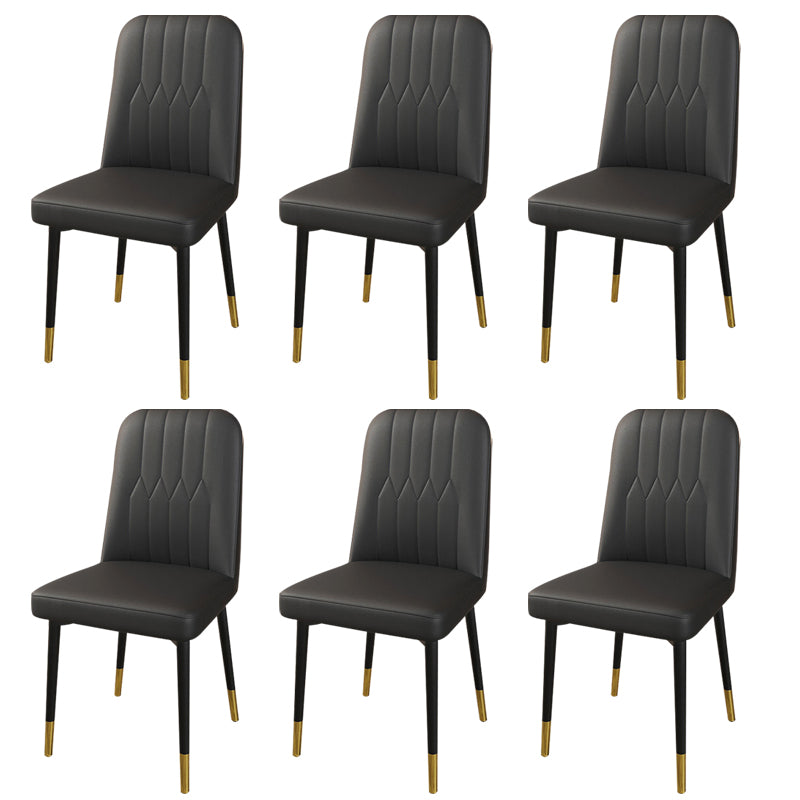 PU Leather Dining Chairs Parsons Armless Side Chair for Restaurant Black 6 Piece Set Brass Gold Clearhalo 'Dining Chairs' 'Dining Tables & Seating' 'dining_chair' 'furn' 'furn_dining_chair' 'Furniture' 'Kitchen & Dining Furniture' 6751411