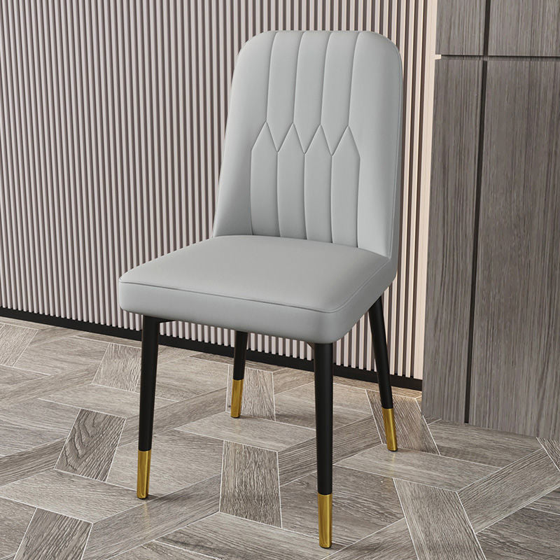 PU Leather Dining Chairs Parsons Armless Side Chair for Restaurant Grey 1 Piece Brass Gold Clearhalo 'Dining Chairs' 'Dining Tables & Seating' 'dining_chair' 'furn' 'furn_dining_chair' 'Furniture' 'Kitchen & Dining Furniture' 6751413