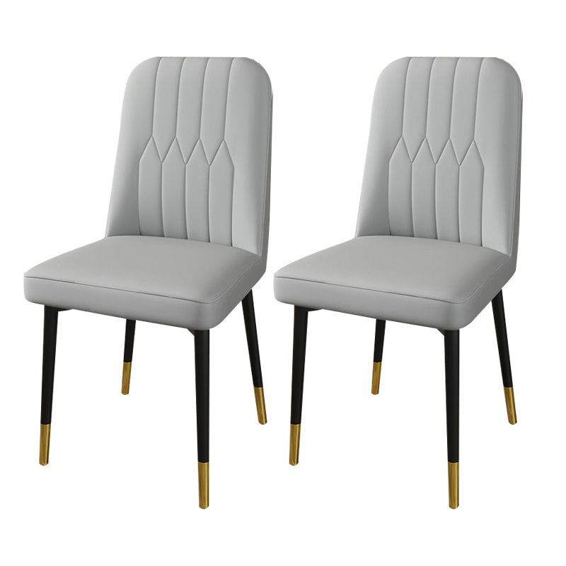 PU Leather Dining Chairs Parsons Armless Side Chair for Restaurant Grey 2 Piece Set Brass Gold Clearhalo 'Dining Chairs' 'Dining Tables & Seating' 'dining_chair' 'furn' 'furn_dining_chair' 'Furniture' 'Kitchen & Dining Furniture' 6751414