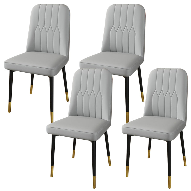 PU Leather Dining Chairs Parsons Armless Side Chair for Restaurant Grey 4 Piece Set Brass Gold Clearhalo 'Dining Chairs' 'Dining Tables & Seating' 'dining_chair' 'furn' 'furn_dining_chair' 'Furniture' 'Kitchen & Dining Furniture' 6751415