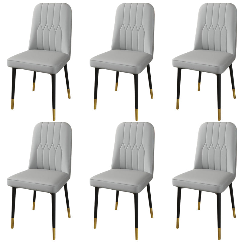 PU Leather Dining Chairs Parsons Armless Side Chair for Restaurant Grey 6 Piece Set Brass Gold Clearhalo 'Dining Chairs' 'Dining Tables & Seating' 'dining_chair' 'furn' 'furn_dining_chair' 'Furniture' 'Kitchen & Dining Furniture' 6751416