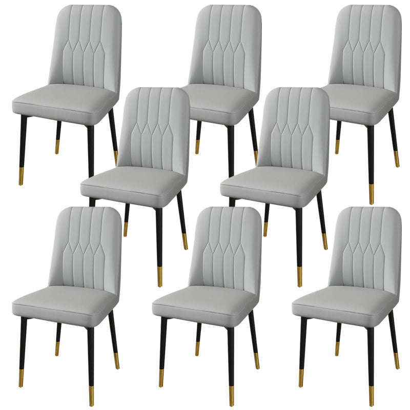 PU Leather Dining Chairs Parsons Armless Side Chair for Restaurant Grey 8 Piece Set Brass Gold Clearhalo 'Dining Chairs' 'Dining Tables & Seating' 'dining_chair' 'furn' 'furn_dining_chair' 'Furniture' 'Kitchen & Dining Furniture' 6751417