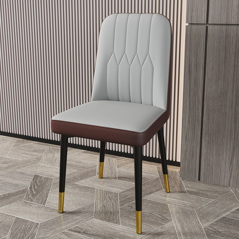 PU Leather Dining Chairs Parsons Armless Side Chair for Restaurant Gray Coffee 1 Piece Brass Gold Clearhalo 'Dining Chairs' 'Dining Tables & Seating' 'dining_chair' 'furn' 'furn_dining_chair' 'Furniture' 'Kitchen & Dining Furniture' 6751418