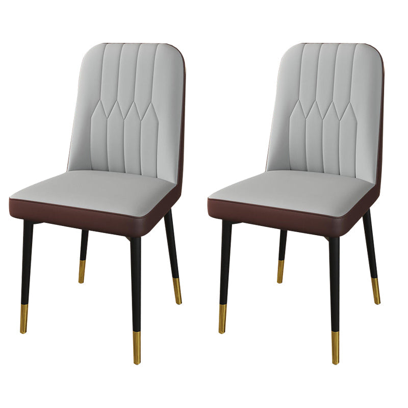 PU Leather Dining Chairs Parsons Armless Side Chair for Restaurant Gray Coffee 2 Piece Set Brass Gold Clearhalo 'Dining Chairs' 'Dining Tables & Seating' 'dining_chair' 'furn' 'furn_dining_chair' 'Furniture' 'Kitchen & Dining Furniture' 6751419