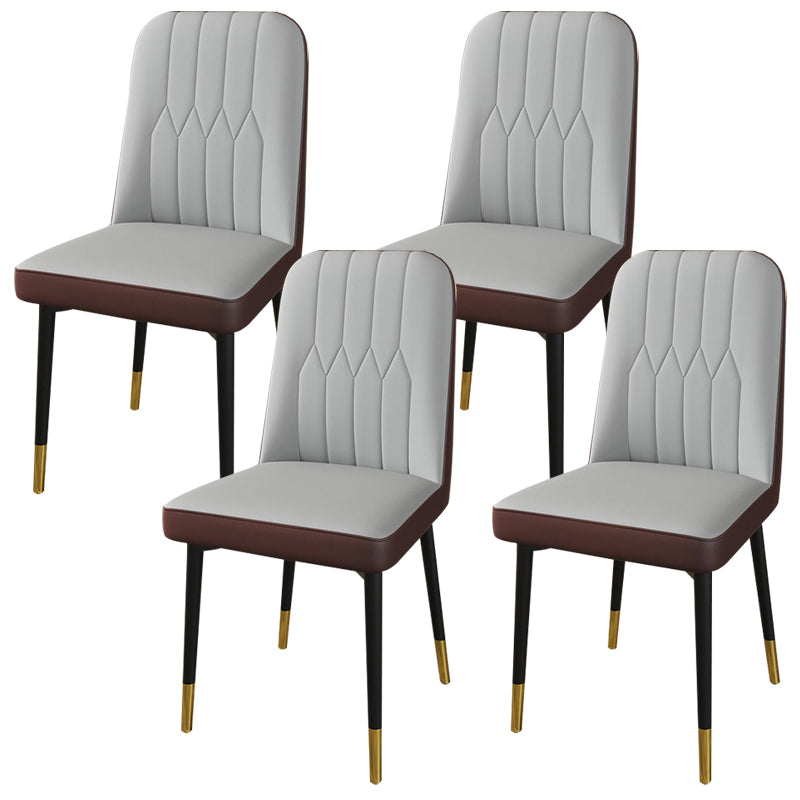 PU Leather Dining Chairs Parsons Armless Side Chair for Restaurant Gray Coffee 4 Piece Set Brass Gold Clearhalo 'Dining Chairs' 'Dining Tables & Seating' 'dining_chair' 'furn' 'furn_dining_chair' 'Furniture' 'Kitchen & Dining Furniture' 6751420