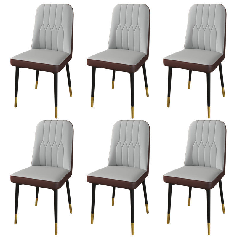 PU Leather Dining Chairs Parsons Armless Side Chair for Restaurant Gray Coffee 6 Piece Set Brass Gold Clearhalo 'Dining Chairs' 'Dining Tables & Seating' 'dining_chair' 'furn' 'furn_dining_chair' 'Furniture' 'Kitchen & Dining Furniture' 6751421