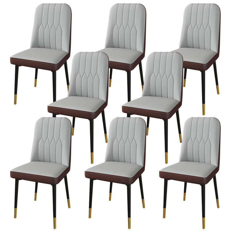 PU Leather Dining Chairs Parsons Armless Side Chair for Restaurant Gray Coffee 8 Piece Set Brass Gold Clearhalo 'Dining Chairs' 'Dining Tables & Seating' 'dining_chair' 'furn' 'furn_dining_chair' 'Furniture' 'Kitchen & Dining Furniture' 6751422