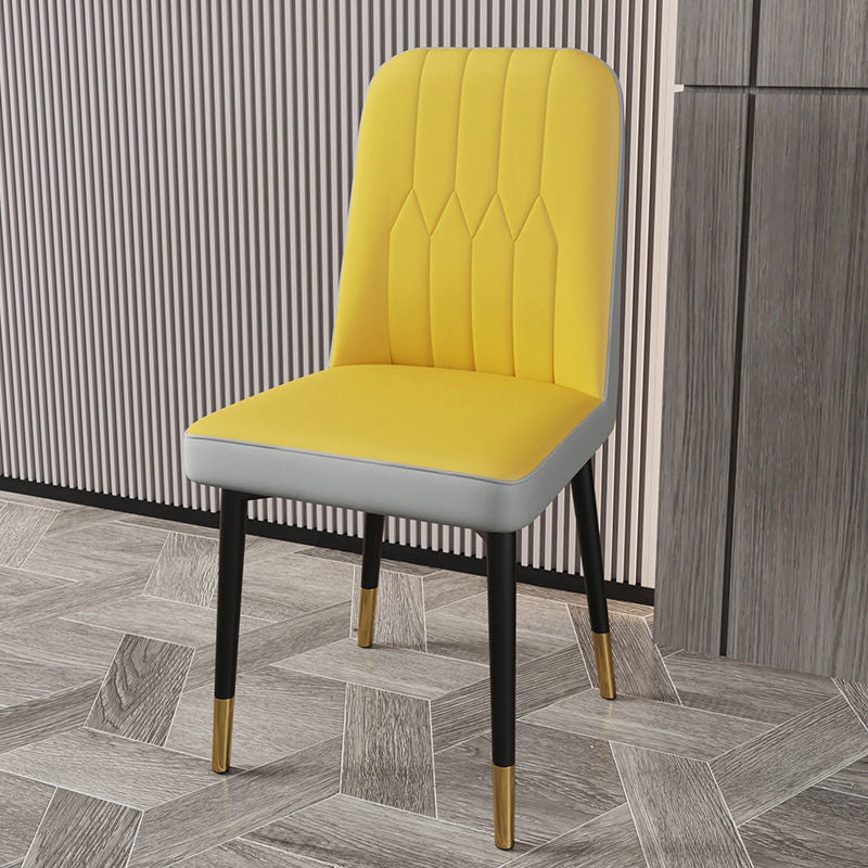 PU Leather Dining Chairs Parsons Armless Side Chair for Restaurant Yellow-Gray 1 Piece Brass Gold Clearhalo 'Dining Chairs' 'Dining Tables & Seating' 'dining_chair' 'furn' 'furn_dining_chair' 'Furniture' 'Kitchen & Dining Furniture' 6751423