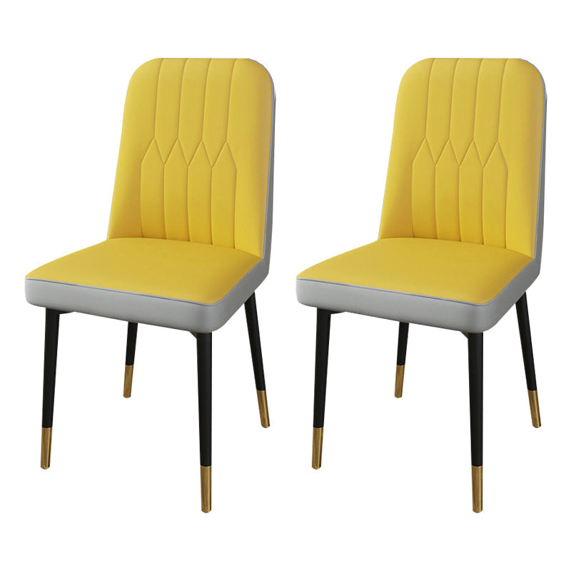 PU Leather Dining Chairs Parsons Armless Side Chair for Restaurant Yellow-Gray 2 Piece Set Brass Gold Clearhalo 'Dining Chairs' 'Dining Tables & Seating' 'dining_chair' 'furn' 'furn_dining_chair' 'Furniture' 'Kitchen & Dining Furniture' 6751424