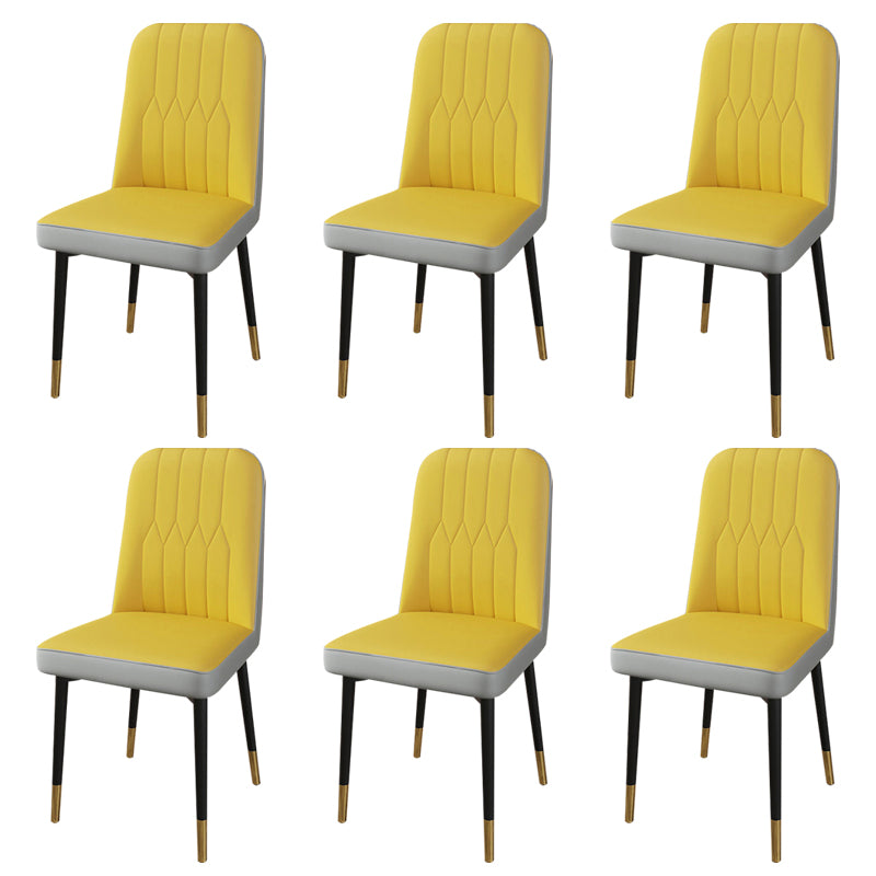 PU Leather Dining Chairs Parsons Armless Side Chair for Restaurant Yellow-Gray 6 Piece Set Brass Gold Clearhalo 'Dining Chairs' 'Dining Tables & Seating' 'dining_chair' 'furn' 'furn_dining_chair' 'Furniture' 'Kitchen & Dining Furniture' 6751426