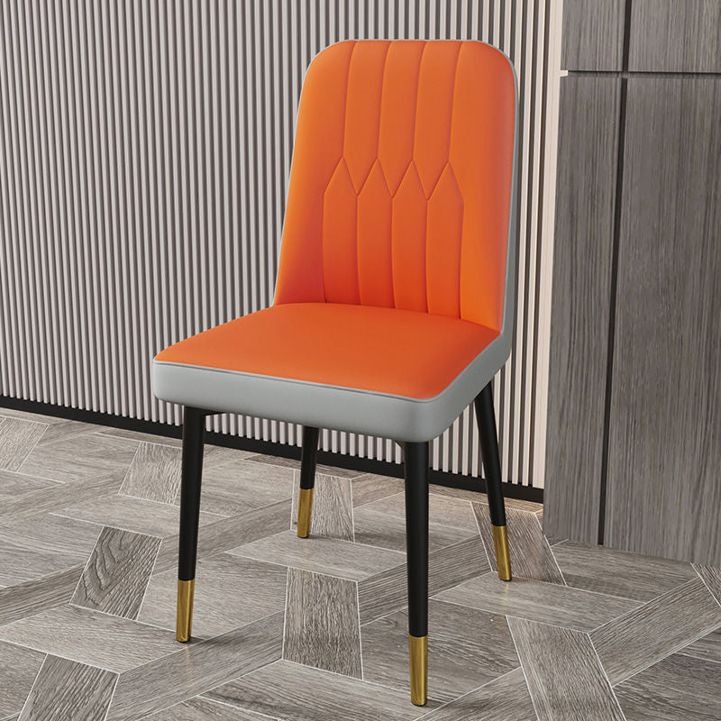 PU Leather Dining Chairs Parsons Armless Side Chair for Restaurant Orange-Gray 1 Piece Brass Gold Clearhalo 'Dining Chairs' 'Dining Tables & Seating' 'dining_chair' 'furn' 'furn_dining_chair' 'Furniture' 'Kitchen & Dining Furniture' 6751428