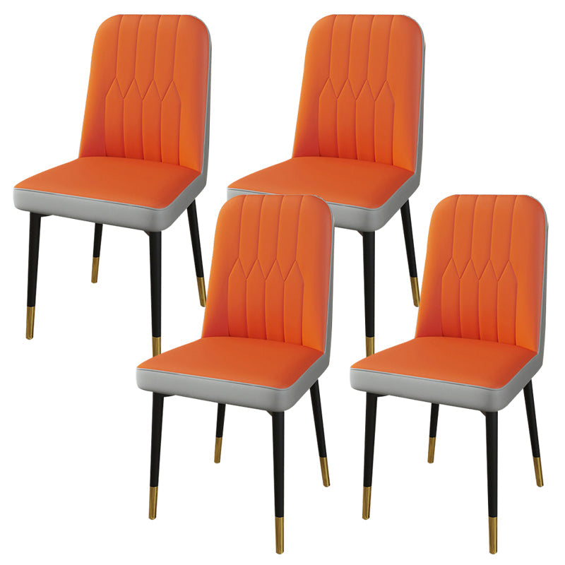 PU Leather Dining Chairs Parsons Armless Side Chair for Restaurant Orange-Gray 4 Piece Set Brass Gold Clearhalo 'Dining Chairs' 'Dining Tables & Seating' 'dining_chair' 'furn' 'furn_dining_chair' 'Furniture' 'Kitchen & Dining Furniture' 6751430