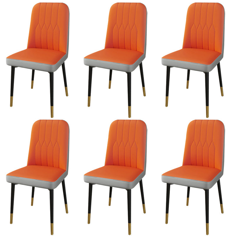 PU Leather Dining Chairs Parsons Armless Side Chair for Restaurant Orange-Gray 6 Piece Set Brass Gold Clearhalo 'Dining Chairs' 'Dining Tables & Seating' 'dining_chair' 'furn' 'furn_dining_chair' 'Furniture' 'Kitchen & Dining Furniture' 6751431