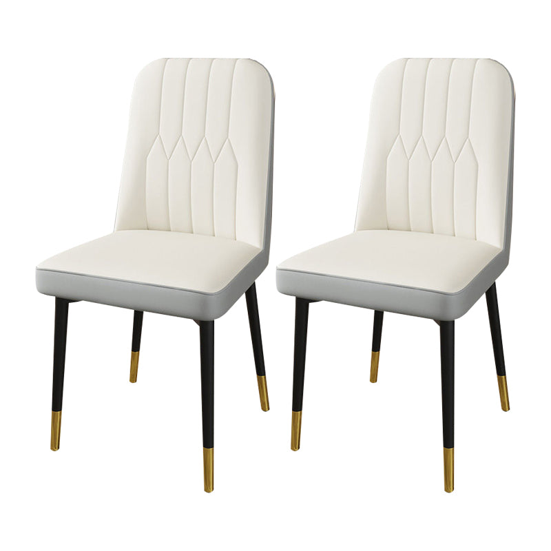 PU Leather Dining Chairs Parsons Armless Side Chair for Restaurant White-Gray 2 Piece Set Brass Gold Clearhalo 'Dining Chairs' 'Dining Tables & Seating' 'dining_chair' 'furn' 'furn_dining_chair' 'Furniture' 'Kitchen & Dining Furniture' 6751434