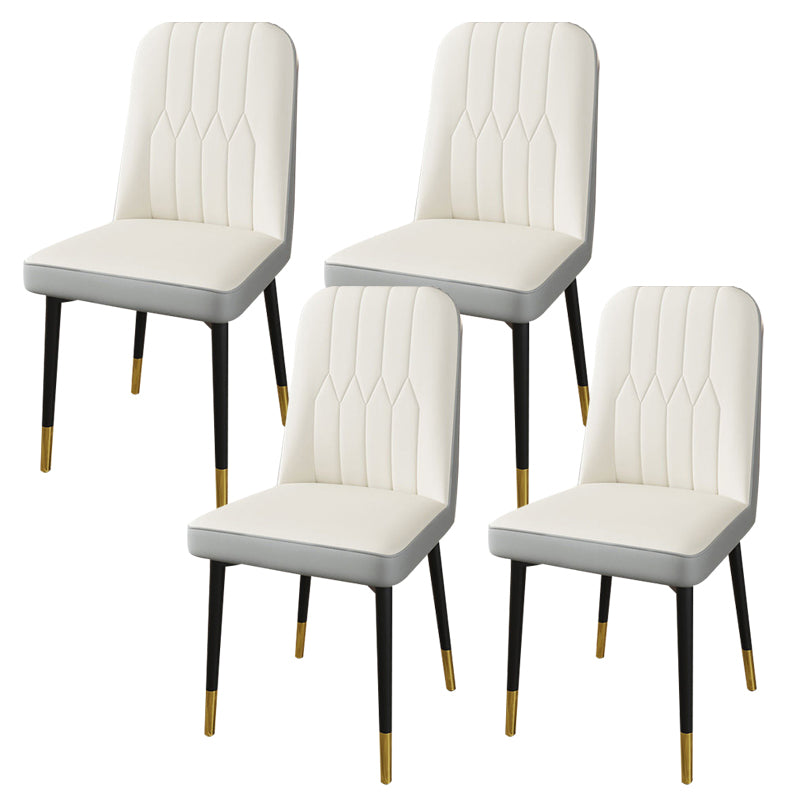 PU Leather Dining Chairs Parsons Armless Side Chair for Restaurant White-Gray 4 Piece Set Brass Gold Clearhalo 'Dining Chairs' 'Dining Tables & Seating' 'dining_chair' 'furn' 'furn_dining_chair' 'Furniture' 'Kitchen & Dining Furniture' 6751435
