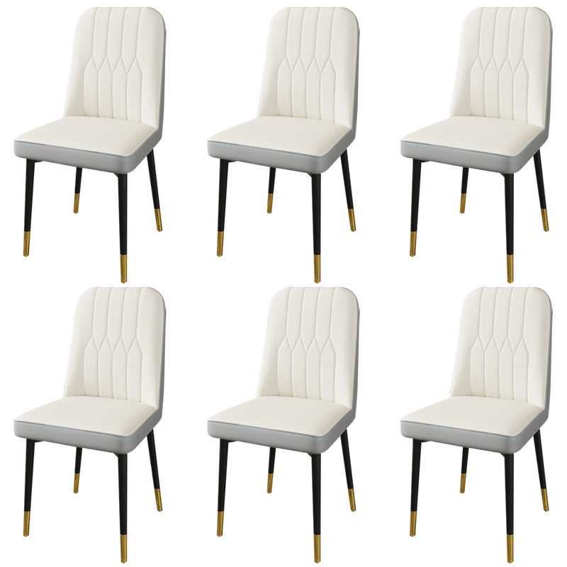PU Leather Dining Chairs Parsons Armless Side Chair for Restaurant White-Gray 6 Piece Set Brass Gold Clearhalo 'Dining Chairs' 'Dining Tables & Seating' 'dining_chair' 'furn' 'furn_dining_chair' 'Furniture' 'Kitchen & Dining Furniture' 6751436