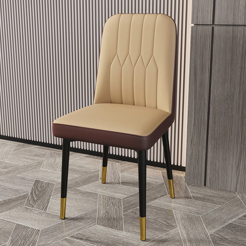 PU Leather Dining Chairs Parsons Armless Side Chair for Restaurant Beige Coffee 1 Piece Brass Gold Clearhalo 'Dining Chairs' 'Dining Tables & Seating' 'dining_chair' 'furn' 'furn_dining_chair' 'Furniture' 'Kitchen & Dining Furniture' 6751438
