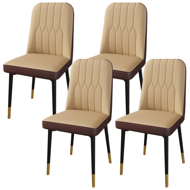 PU Leather Dining Chairs Parsons Armless Side Chair for Restaurant Beige Coffee 4 Piece Set Brass Gold Clearhalo 'Dining Chairs' 'Dining Tables & Seating' 'dining_chair' 'furn' 'furn_dining_chair' 'Furniture' 'Kitchen & Dining Furniture' 6751440