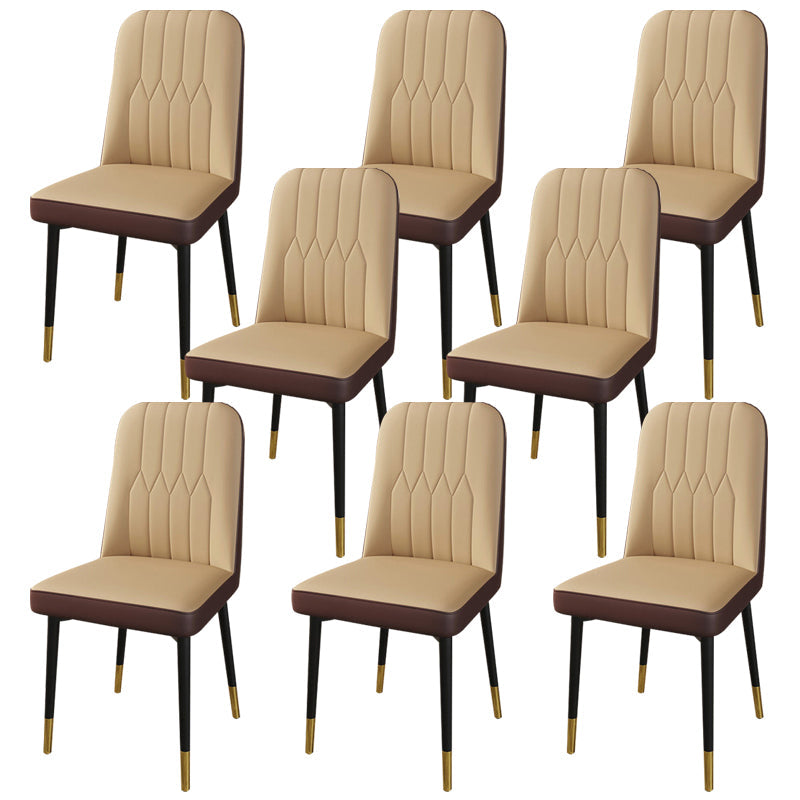 PU Leather Dining Chairs Parsons Armless Side Chair for Restaurant Coffee Orange 8 Piece Set Brass Gold Clearhalo 'Dining Chairs' 'Dining Tables & Seating' 'dining_chair' 'furn' 'furn_dining_chair' 'Furniture' 'Kitchen & Dining Furniture' 6751442