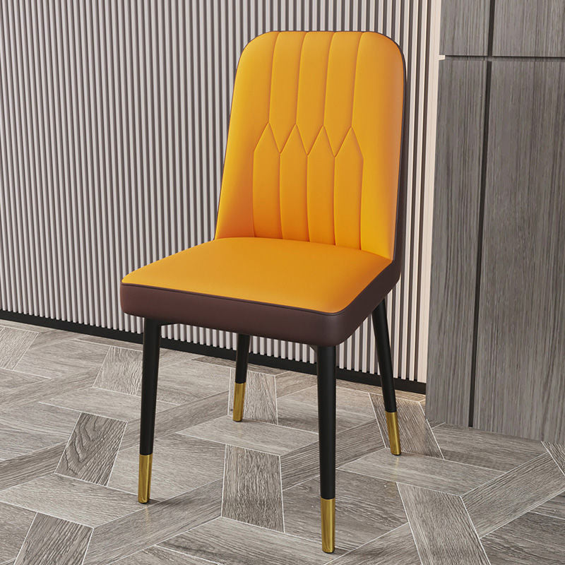PU Leather Dining Chairs Parsons Armless Side Chair for Restaurant Coffee Orange 1 Piece Brass Gold Clearhalo 'Dining Chairs' 'Dining Tables & Seating' 'dining_chair' 'furn' 'furn_dining_chair' 'Furniture' 'Kitchen & Dining Furniture' 6751443
