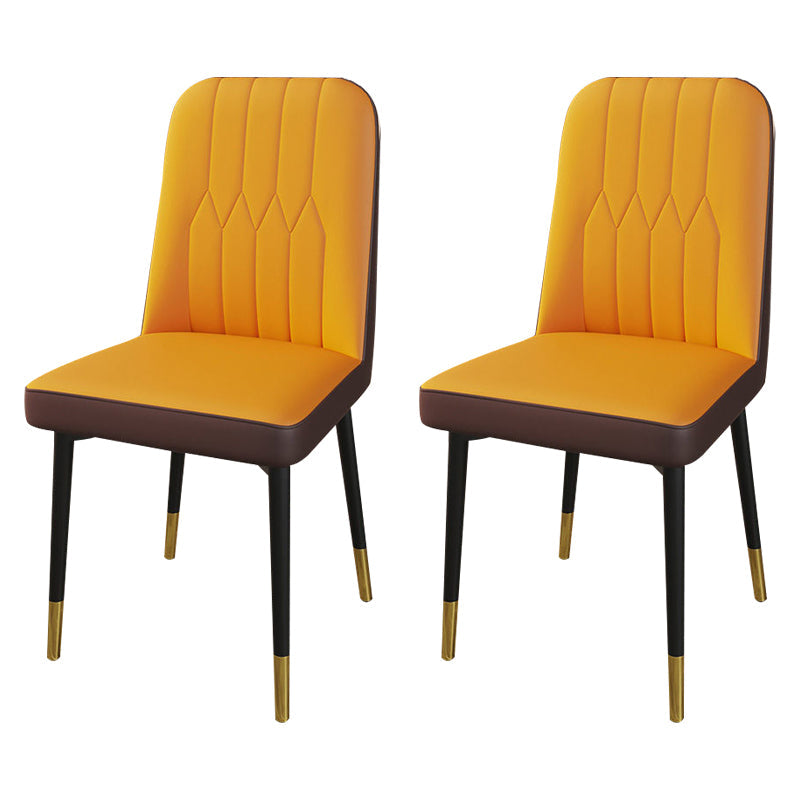 PU Leather Dining Chairs Parsons Armless Side Chair for Restaurant Coffee Orange 2 Piece Set Brass Gold Clearhalo 'Dining Chairs' 'Dining Tables & Seating' 'dining_chair' 'furn' 'furn_dining_chair' 'Furniture' 'Kitchen & Dining Furniture' 6751444