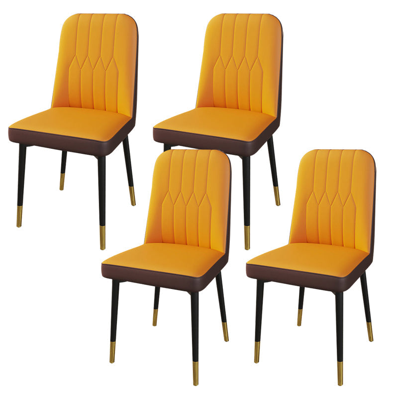 PU Leather Dining Chairs Parsons Armless Side Chair for Restaurant Coffee Orange 4 Piece Set Brass Gold Clearhalo 'Dining Chairs' 'Dining Tables & Seating' 'dining_chair' 'furn' 'furn_dining_chair' 'Furniture' 'Kitchen & Dining Furniture' 6751445