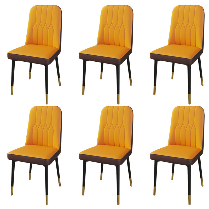 PU Leather Dining Chairs Parsons Armless Side Chair for Restaurant Coffee Orange 6 Piece Set Brass Gold Clearhalo 'Dining Chairs' 'Dining Tables & Seating' 'dining_chair' 'furn' 'furn_dining_chair' 'Furniture' 'Kitchen & Dining Furniture' 6751446